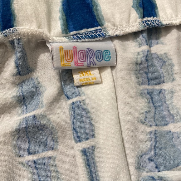 Lularoe 3x blue and white tie dye skirt pockets elastic waistband - Picture 3 of 5